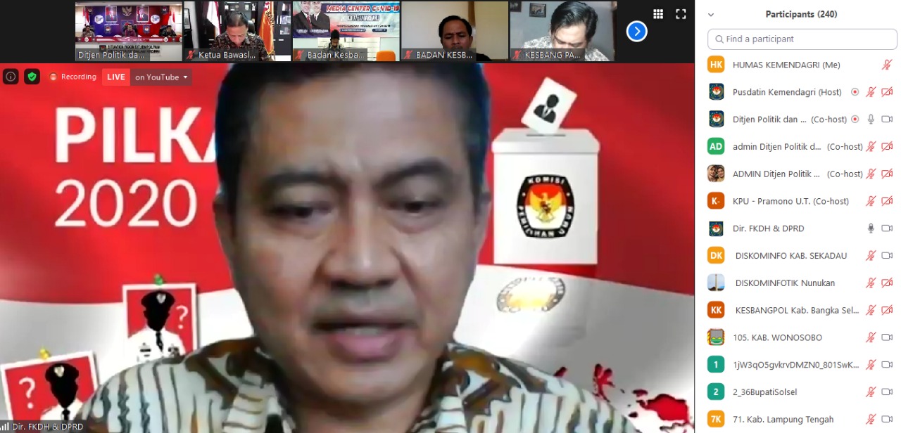 Kemendagri Dorong Kesiapan Pemda dalam Pelaksanaan Tahapan Pilkada dengan Penerapan Protokol Kesehatan Covid-19