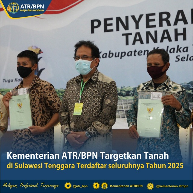 Kementerian ATR/BPN Targetkan Tanah di Sulawesi Tenggara Terdaftar seluruhnya Tahun 2025