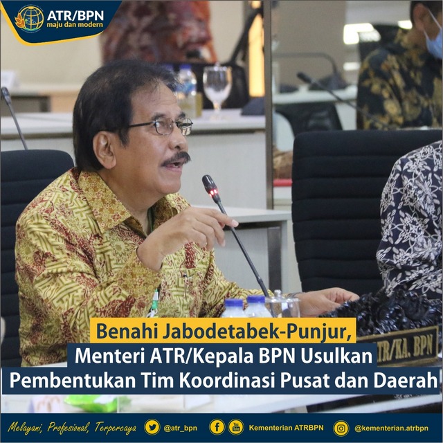 Benahi Jabodetabek-Punjur, Menteri ATR/Kepala BPN Usulkan Pembentukan Tim Koordinasi Pusat dan Daerah