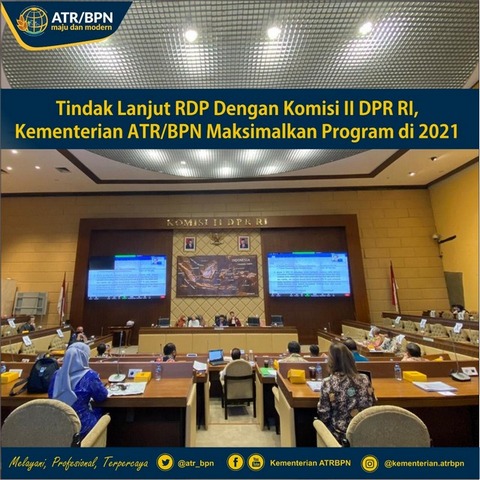 Tindak Lanjut RDP dengan Komisi II DPR RI, Kementerian ATR/BPN Maksimalkan Program di 2021