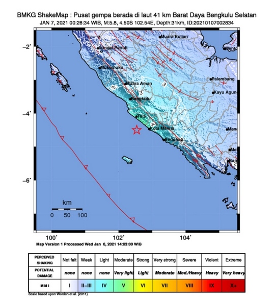 Gempa M5,8 Dirasakan Kuat, Warga Bengkulu Sempat Panik