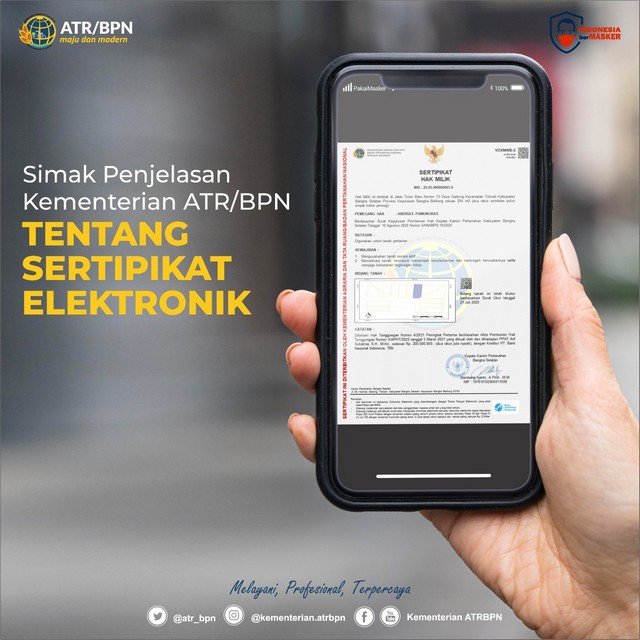 Simak Penjelasan Kementerian ATR/BPN tentang Sertipikat Elektronik