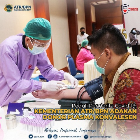 Peduli Penderita Covid-19, Kementerian ATR/BPN Adakan Donor Plasma Konvalesen