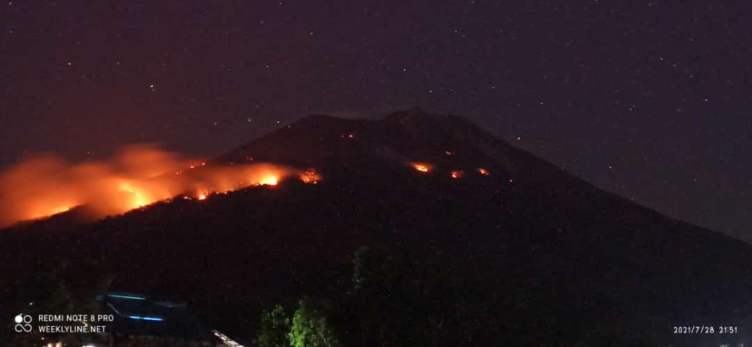 Lontaran Lava Pijar Erupsi Gunung Ile Lewotolok Sebabkan Kebakaran Hutan dan Lahan