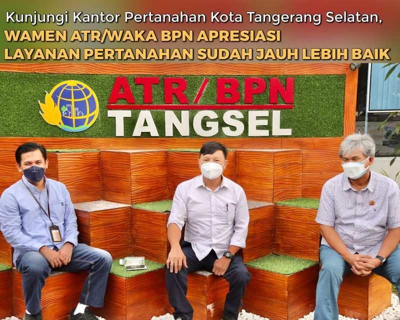 Kunjungi Kantor Pertanahan Kota Tangerang Selatan, Wamen ATR/Waka BPN Apresiasi Layanan Pertanahan Sudah Jauh Lebih Baik