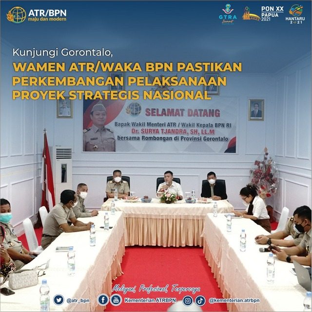 Kunjungi Gorontalo, Wamen ATR/Waka BPN Pastikan Perkembangan Pelaksanaan Proyek Strategis Nasional