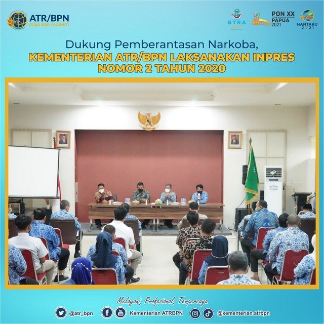 Dukung Pemberantasan Narkoba, Kementerian ATR/BPN Laksanakan Inpres Nomor 2 Tahun 2020