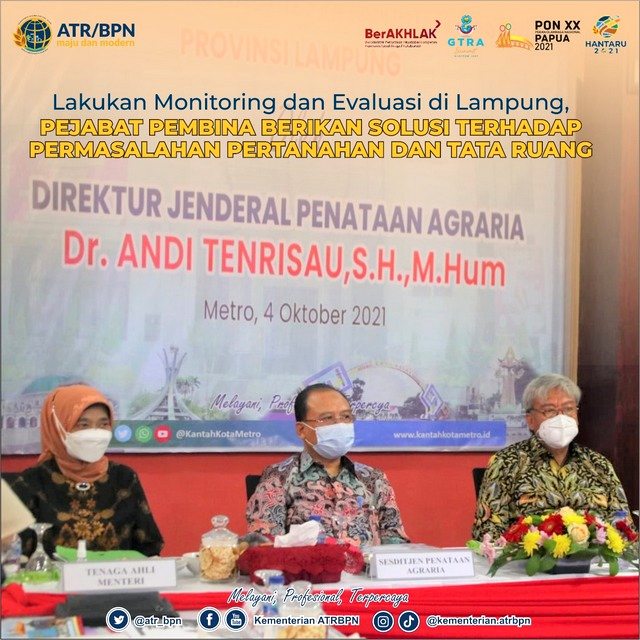 Lakukan Monitoring dan Evaluasi di Lampung, Pejabat Pembina Berikan Solusi Terhadap Permasalahan Pertanahan dan Tata Ruang