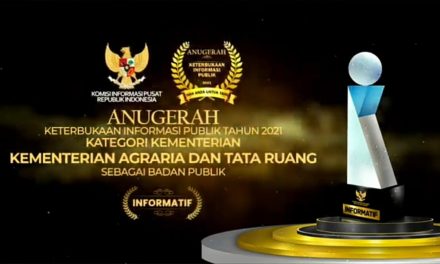 Kementerian ATR/BPN sebagai Kementerian dengan predikat Informatif pada Anugerah Keterbukaan Informasi Publik tahun 2021