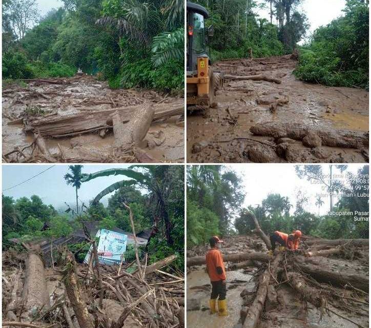 Banjir dan Longsor Melanda Dua Kecamatan, BPBD Pasaman Kerahkan Alat Berat