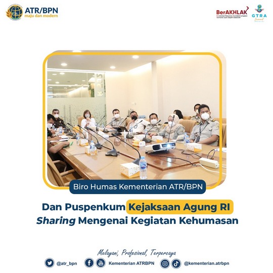 Biro Humas Kementerian ATR/BPN dan Puspenkum Kejaksaan Agung RI Sharing Mengenai Kegiatan Kehumasan