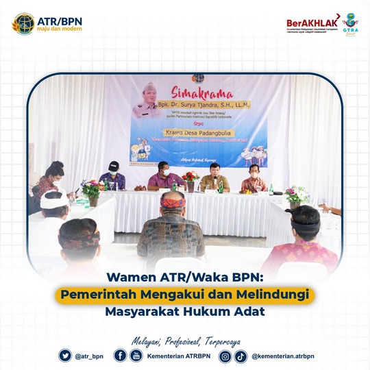 Wamen ATR/Waka BPN: Pemerintah Mengakui dan Melindungi Masyarakat Hukum Adat