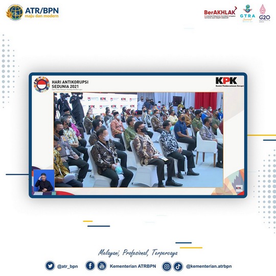 Menteri ATR/Kepala BPN hadiri puncak peringatan Hari Anti-Korupsi Sedunia Tahun 2021