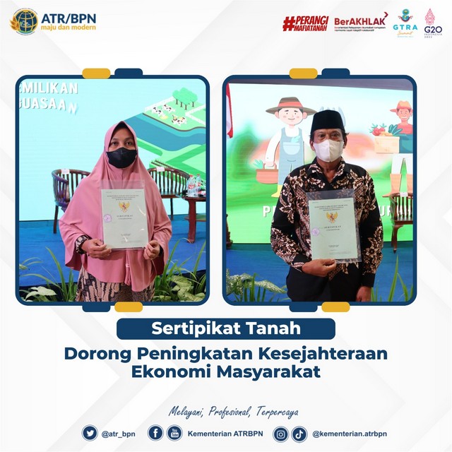 Sertipikat Tanah Dorong Peningkatan Kesejahteraan Ekonomi Masyarakat