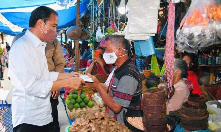 Presiden Bagikan Bantuan Modal bagi Pedagang di Pasar Induk Sidikalang