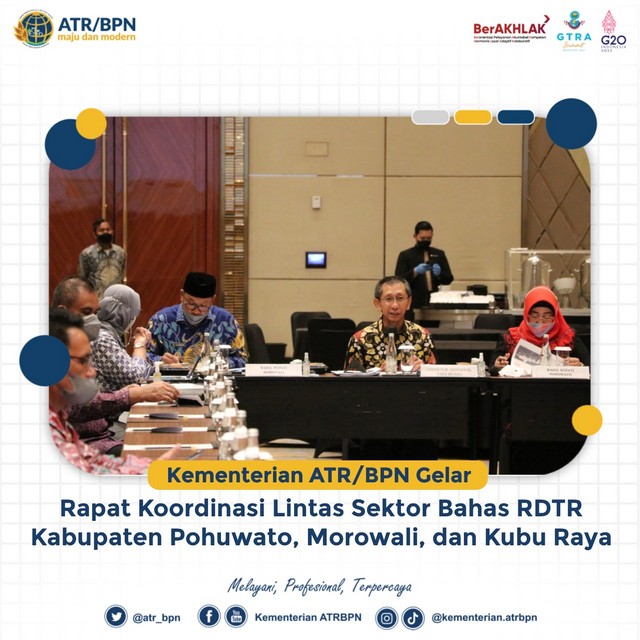 Kementerian ATR/BPN Gelar Rapat Koordinasi Lintas Sektor Bahas RDTR Kabupaten Pohuwato, Morowali, dan Kubu Raya