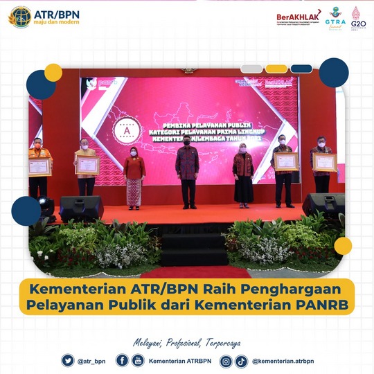 Kementerian ATR/BPN Raih Penghargaan Pelayanan Publik dari Kementerian PANRB