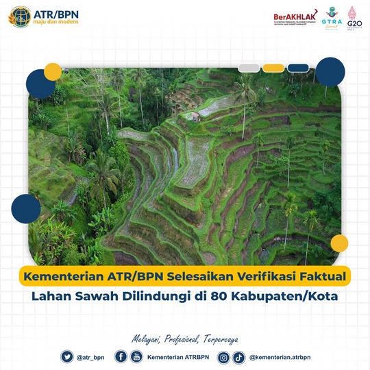 Kementerian ATR/BPN Selesaikan Verifikasi Faktual Lahan Sawah Dilindungi di 80 Kabupaten/Kota