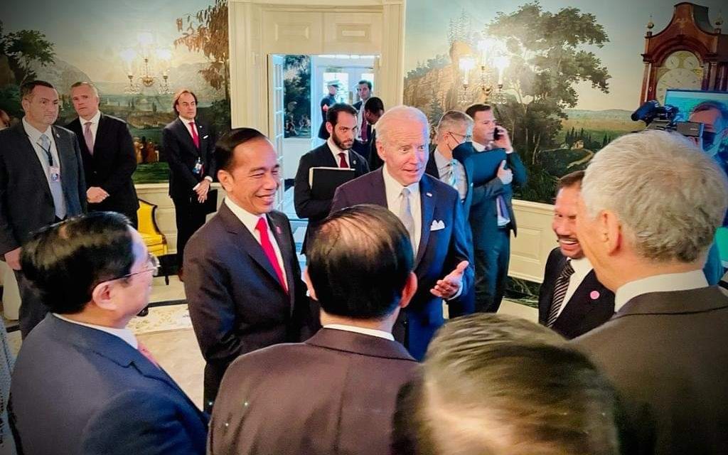 Presiden Joko Widodo bersama sejumlah pemimpin negara ASEAN bertemu para pengusaha AS