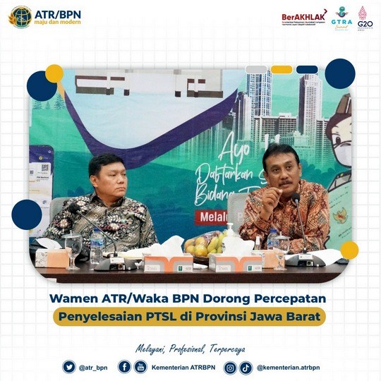Wamen ATR/Waka BPN Dorong Percepatan Penyelesaian PTSL di Provinsi Jawa Barat