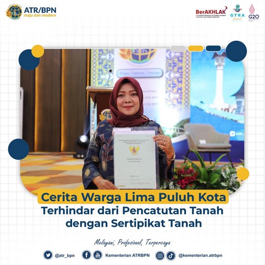 Cerita Warga Lima Puluh Kota Terhindar dari Pencatutan Tanah dengan Sertipikat Tanah
