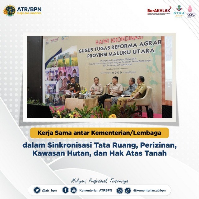 Kerja Sama antar Kementerian/Lembaga dalam Sinkronisasi Tata Ruang, Perizinan, Kawasan Hutan, dan Hak atas Tanah