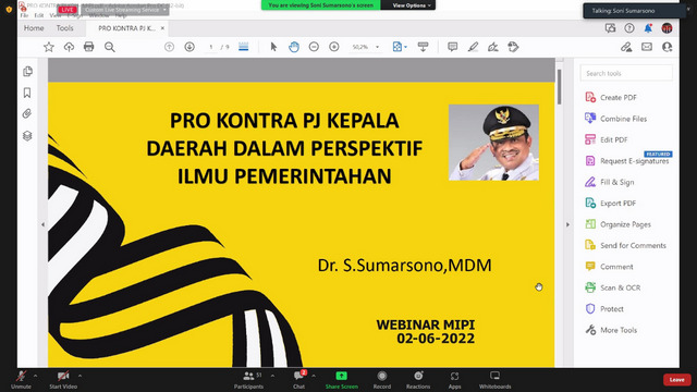 Webinar MIPI: Pro Kontra Penjabat Kepala Daerah dalam Perspektif Ilmu Pemerintahan
