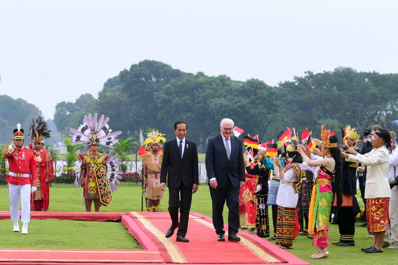 Presiden Jokowi Sambut Kunjungan Kenegaraan Presiden Steinmeier di Istana Bogor