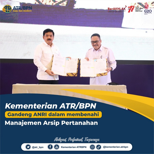 Kementerian ATR/BPN Gandeng ANRI dalam Membenahi Manajemen Arsip Pertanahan