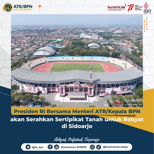 3.000 Sertipikat Tanah akan Diserahkan Langsung oleh Presiden RI di Kabupaten Sidoarjo
