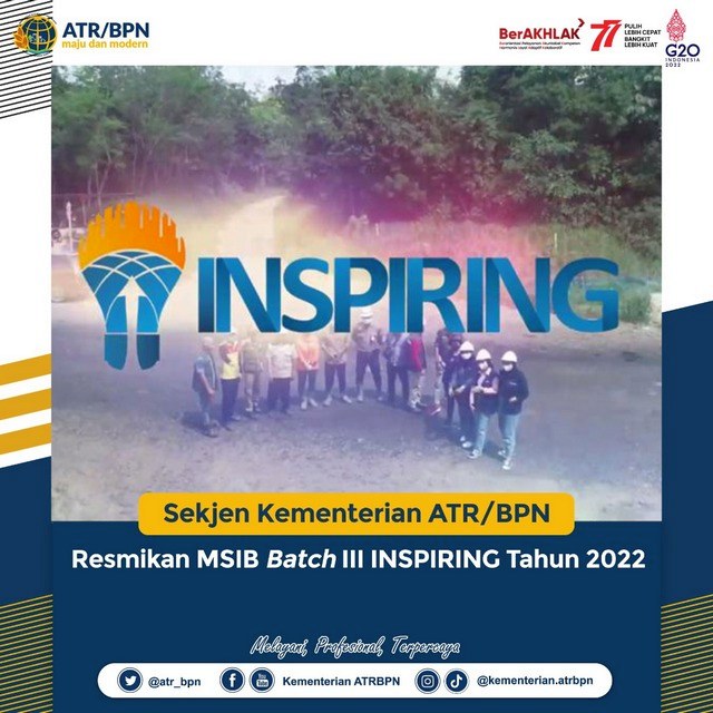 Sekjen Kementerian ATR/BPN Resmikan MSIB Batch III INSPIRING Tahun 2022