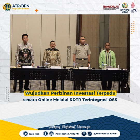 Wujudkan Perizinan Investasi Terpadu secara Online Melalui RDTR Terintegrasi OSS