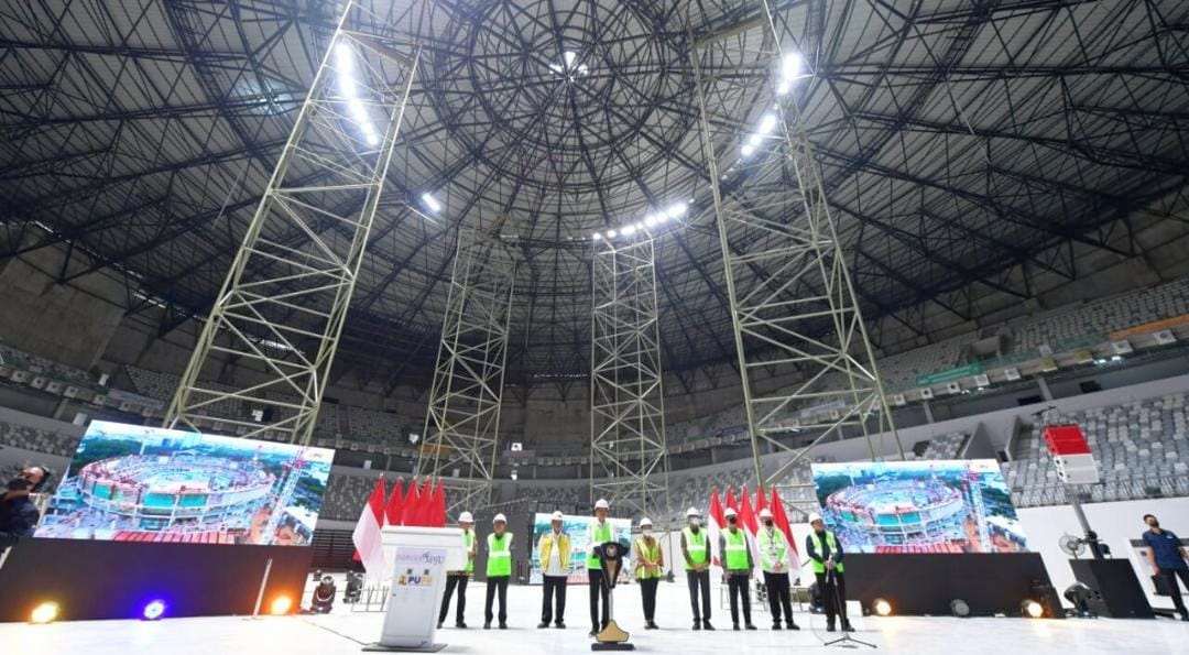 Presiden Jokowi Lakukan Topping Off Indoor Multifunction Stadium (IMS) Gelora Bung Karno