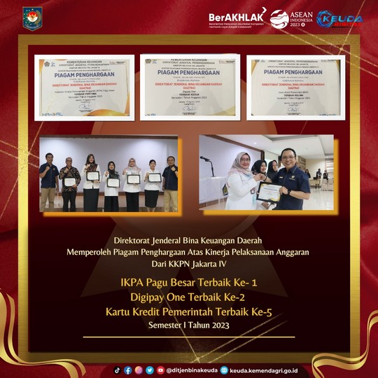 Ditjen Bina Keuda Kemendagri Raih Penghargaan Terbaik Pertama Kinerja Pelaksanaan Anggaran