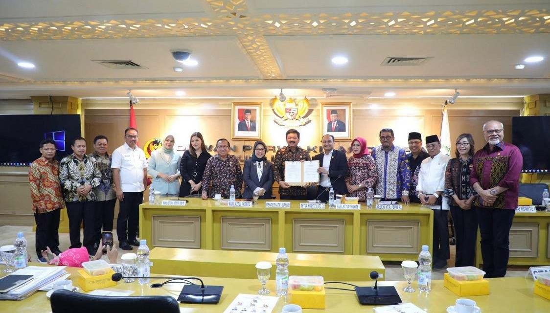 Rapat Kerja dengan Komite I DPD RI, Menteri ATR/Kepala BPN Sampaikan Solusi Penyelesaian Konflik pada Proses Pengadaan Tanah di Lokasi PSN