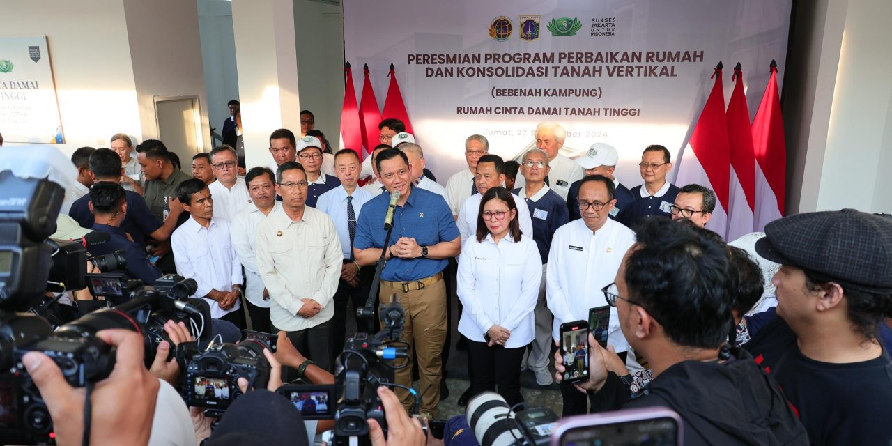 Kurangi Masalah Kekumuhan dan Kepadatan Penduduk, Menteri AHY Resmikan Program Perbaikan Rumah dan Konsolidasi Tanah Vertikal Rumah Susun Cinta Damai di Jakarta Pusat