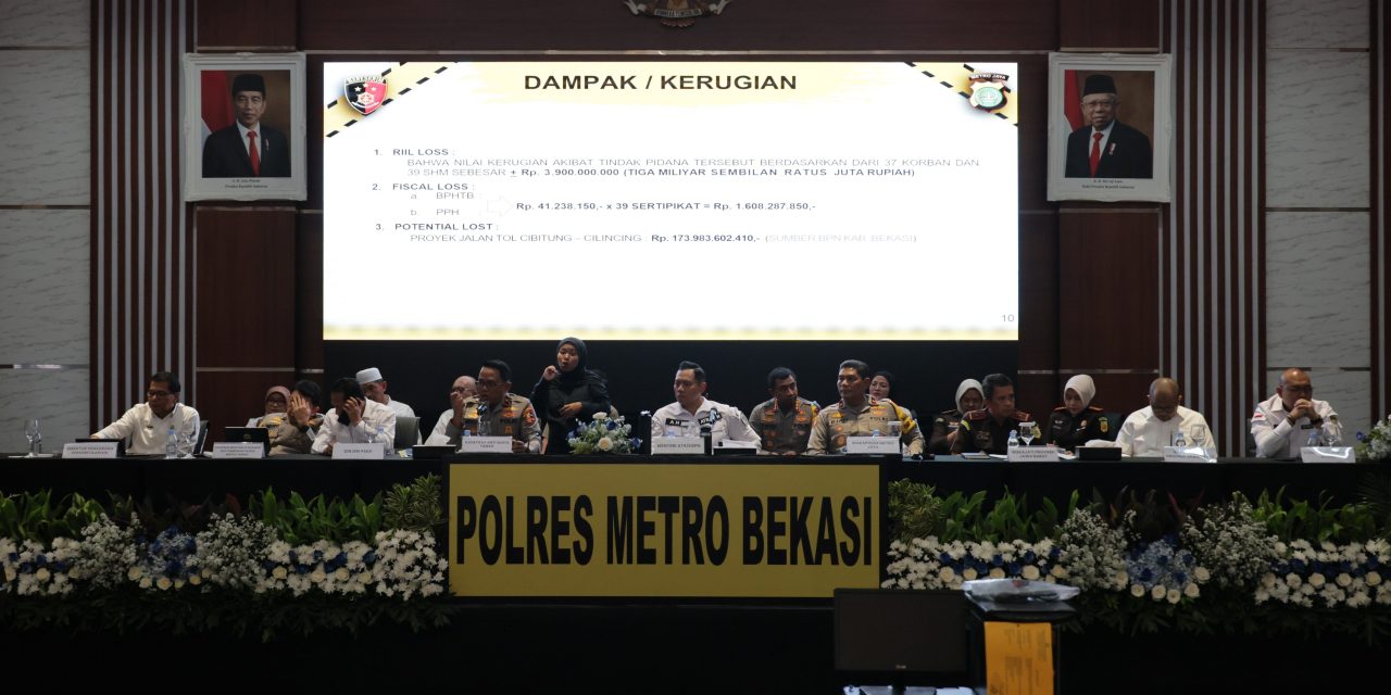 Menteri AHY Ungkap Dua Kasus Tindak Pidana Pertanahan di Kabupaten Bekasi, Selamatkan Potensi Kerugian hingga Rp183 Miliar