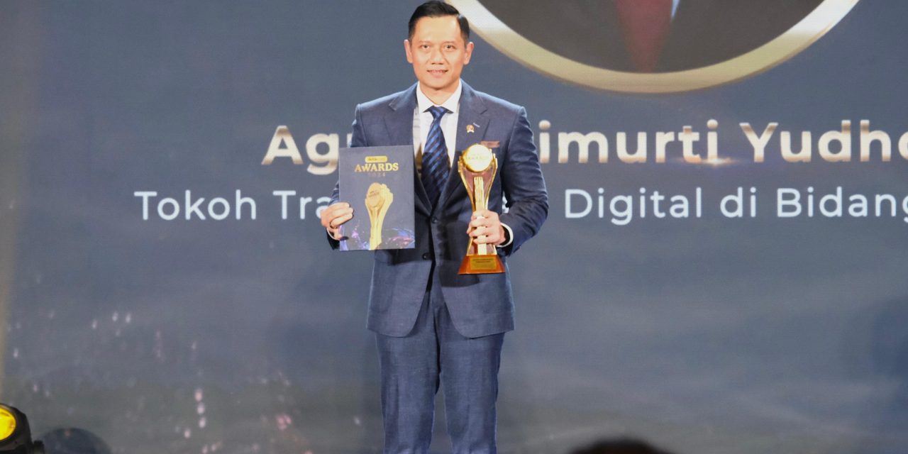Terus Berinovasi dalam Tata Kelola Pemerintahan, Menteri AHY Dinobatkan sebagai Tokoh Transformasi Digital di Bidang Pertanahan