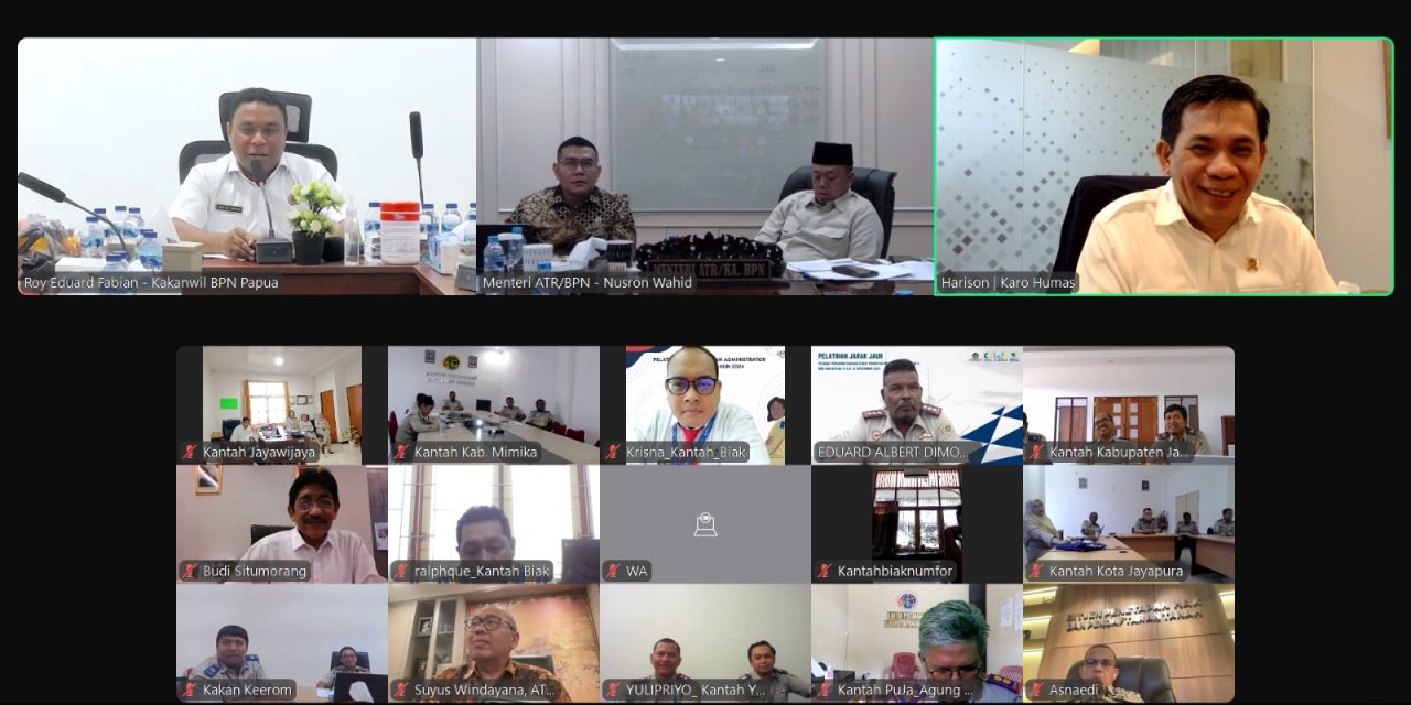 Temui Jajaran Kanwil BPN Provinsi Papua dan Sumatra Utara secara Daring, Menteri Nusron: Kita Harus Melayani Rakyat